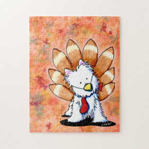 KiniArt Westie Turkey Erntedank Card Puzzle
