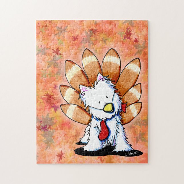KiniArt Westie Turkey Erntedank Card Puzzle (Vertikal)