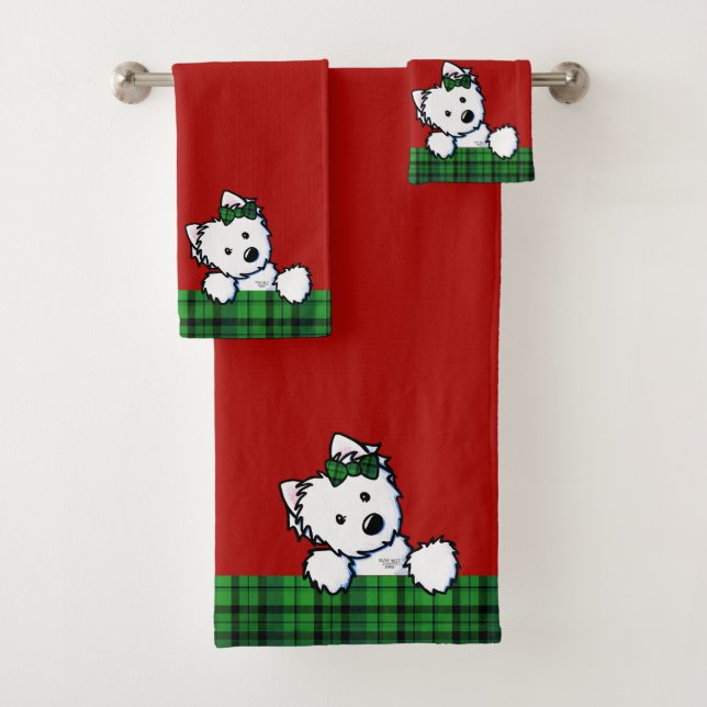 KiniArt Westie Weihnachtshandtuch Set (Insitu)