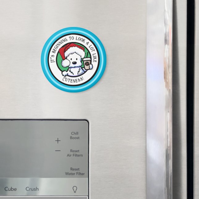 KiniArt Westie Weihnachtskaffee Magnet (In Situ (Kühlschrank))