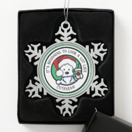 KiniArt Westie Weihnachtskaffee Sweatshirt Ornamen Schneeflocken Zinn-Ornament