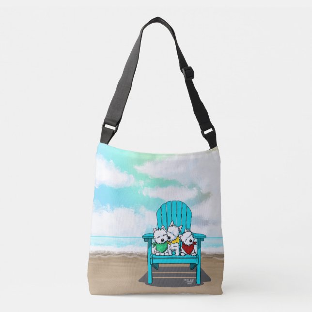 KiniArt Westies Beach Bag Tragetaschen Mit Langen Trägern (Vorderseite)