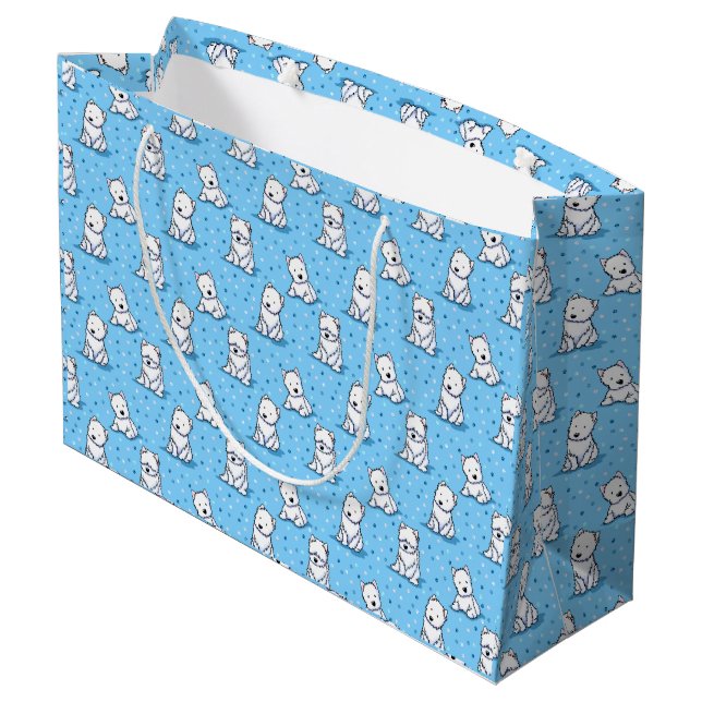KiniArt Westies Große Geschenktüte (Rückseite Schrägansicht)