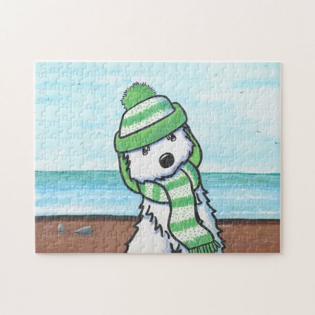 KiniArt Winter Beach Westie Puzzle (Horizontal)