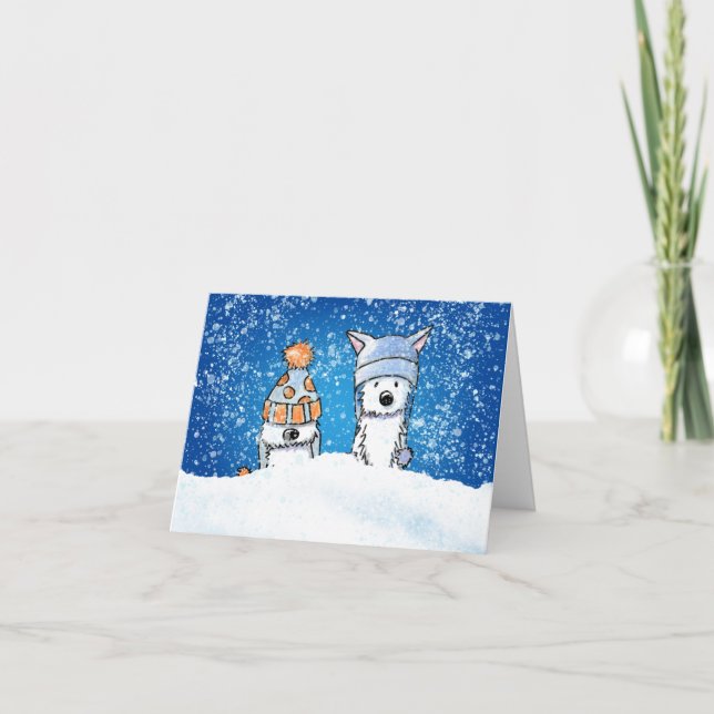 KiniArt Winter Westie Duo Card Karte (Vorderseite)