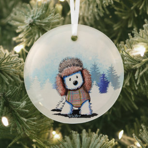 KiniArt Winter Westie Terrier Ornament Aus Glas
