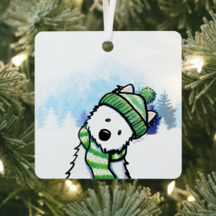 KiniArt Winter Westie Terrier Ornament Aus Metall