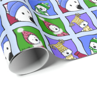 KiniArt Winter Westies Wrapping Paper Geschenkpapier