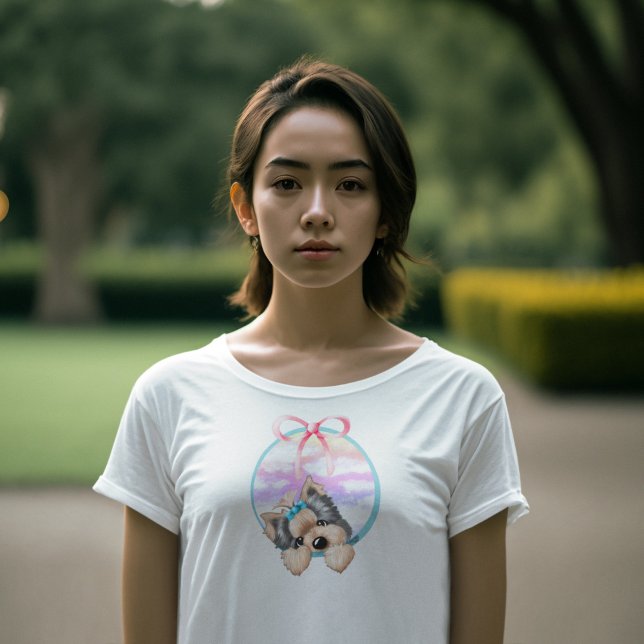 KiniArt Yorkie Coquette Design T-Shirt (KiniArt™️ Yorkie coquette design t-shirt)