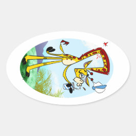 KINK IN MEIN DRINK GIRAFFE von Jeff Willis Art Ovaler Aufkleber