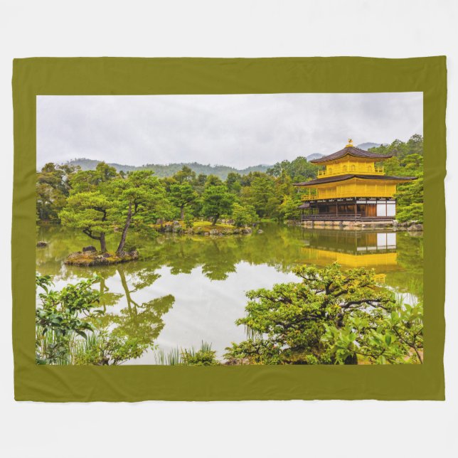 Kinkaku-ji oder Goldener Pavillon und Teich, Kyoto Fleecedecke (Vorderseite (Horizontal))