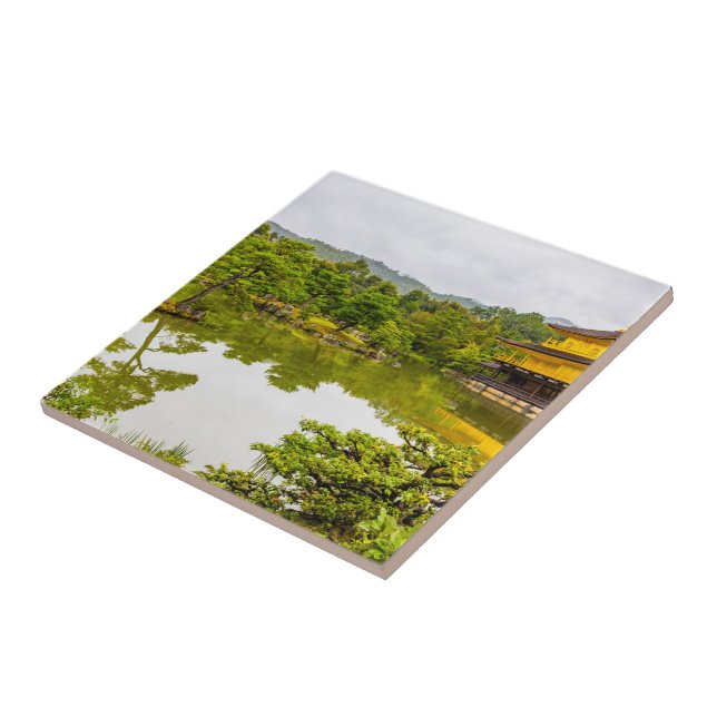 Kinkaku-ji oder Goldener Pavillon und Teich, Kyoto Fliese (Seite)