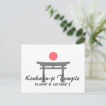 Kinkaku-ji Temple Latitude Longitude Postcard