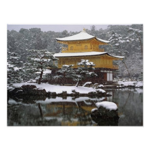 Kinkaku Schnee Fotodruck