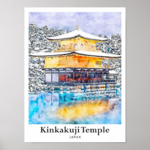 Kinkakuji-Tempel Japan Kunst Reise Aquarell Poster