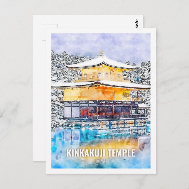Kinkakuji Temple Japan Travel Watercolor Sketch Postkarte (Vorne/Hinten)