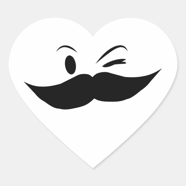 Kinky Mustache Herz-Aufkleber (Vorderseite)