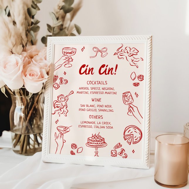 Kinn! Rotes italienisches Bar Poster (Von Creator hochgeladen)