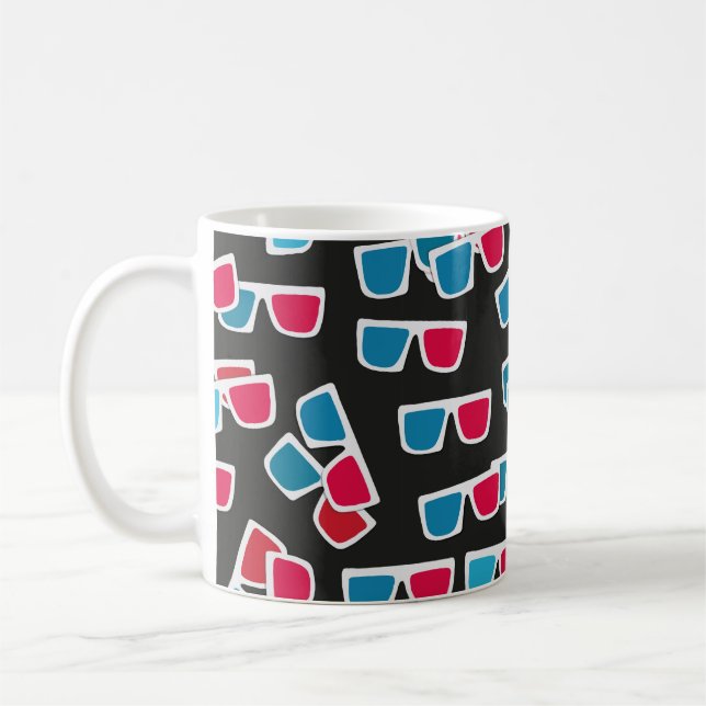 Kino, 3D-Brillenmuster, nahtlos.  Kaffeetasse (Links)