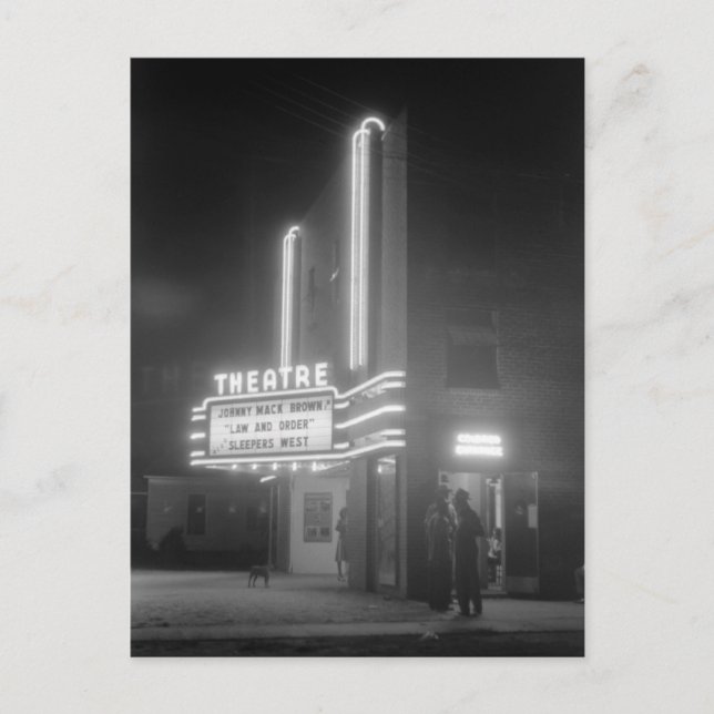 Kino am Abend, Greensboro, Georgia 1940er Postkarte (Vorderseite)