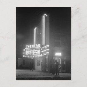 Kino bei Nacht, Greensboro, Georgia 1940er Jahre Postkarte