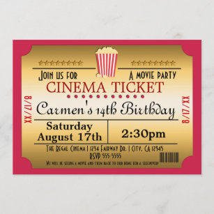 Kino-Film-Karten-Popcorn-Party-Ereignis-Einladung Einladung