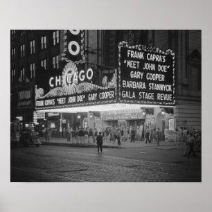 Kino in Chicago, 1941. Historisches Foto Poster
