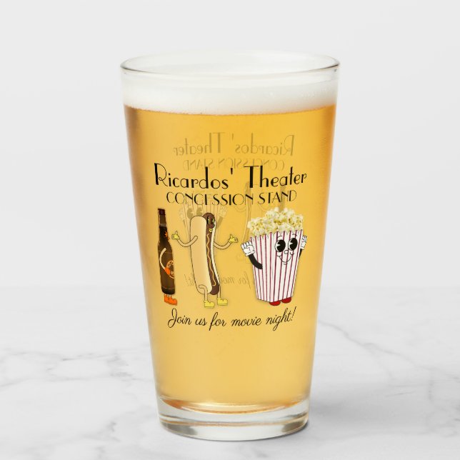 Kino-Konzessionsstand Hotdog Popcorn Pint Glas (Vorne (Gefüllt))