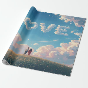 Kino-"Liebe" am Himmel und Sonnenuntergangsszene f Geschenkpapier