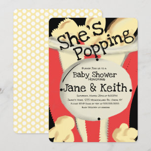 Kino-Popcorn-Party Rot Handgezeichnet Babyshower Einladung