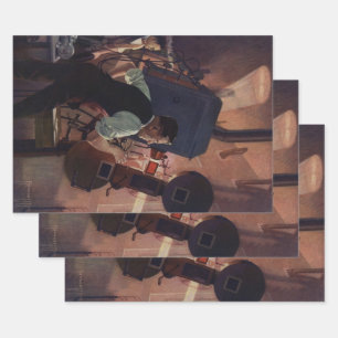 Kino Projektionist, Vintage Geschäft Geschenkpapier Set