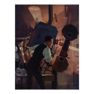 Kino-Projektionist, Vintage-Geschäft Poster