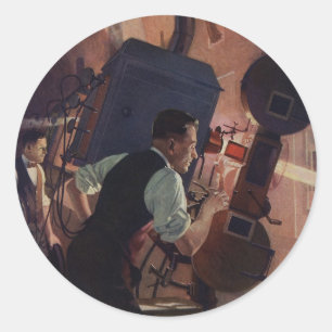 Kino-Projektionist, Vintage-Geschäft Runder Aufkleber