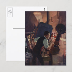Kino Projektionsbeamter, Vintage Geschäft Postkarte