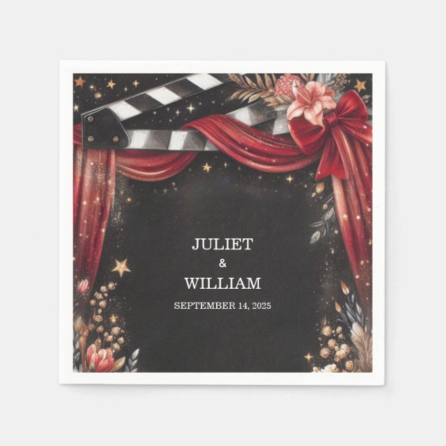 Kino Retro Movie Ticket am beliebtesten Hochzeit Serviette (Vorderseite)