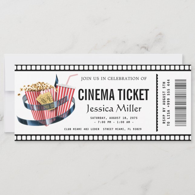 Kino-Ticket-Einladung Einladung (Vorderseite)