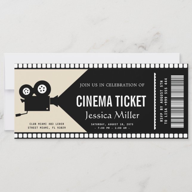 Kino-Ticket-Einladung Einladung (Vorderseite)