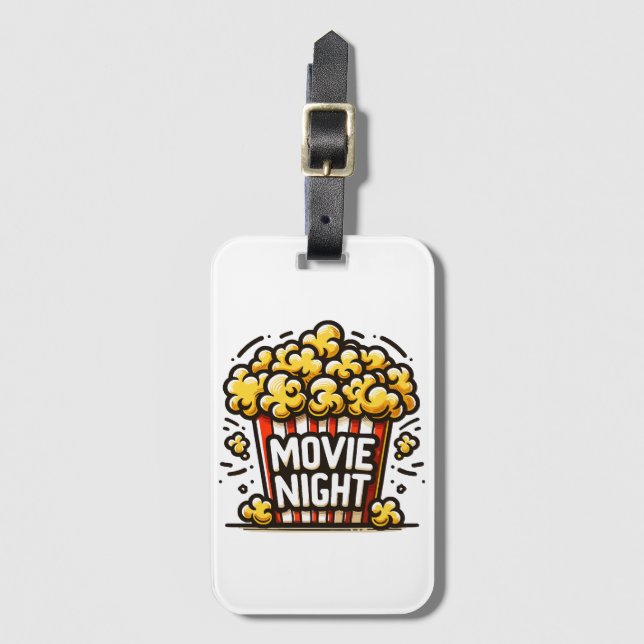 Kinoabend Delight Playful Popcorn Gepäckanhänger (Vorderseite Vertikal)