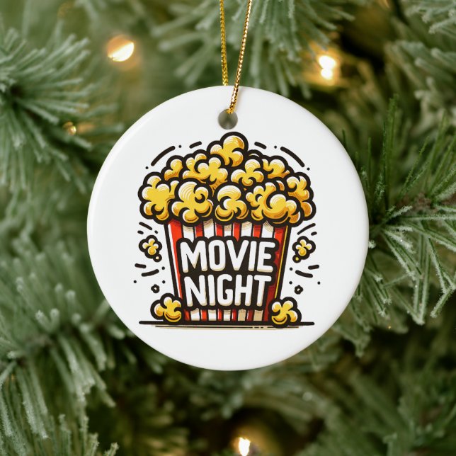 Kinoabend Delight Playful Popcorn Keramik Ornament (Baum)