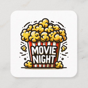 Kinoabend Delight Playful Popcorn Quadratische Visitenkarte