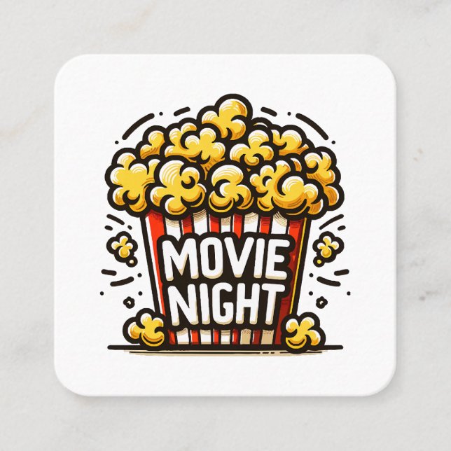 Kinoabend Delight Playful Popcorn Quadratische Visitenkarte (Vorderseite)