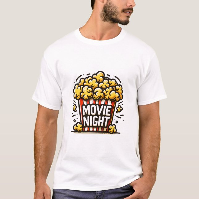 Kinoabend Delight Playful Popcorn T-Shirt (Vorderseite)