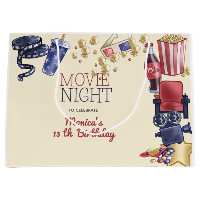 Kinoabend Geburtstag für Kinder Große Geschenktüte (Vorderseite)