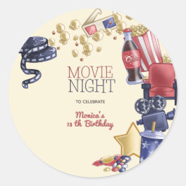 Kinoabend Geburtstag für Kinder Runder Aufkleber