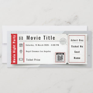 Kinoabend Party-Ticket-Einladung Einladung
