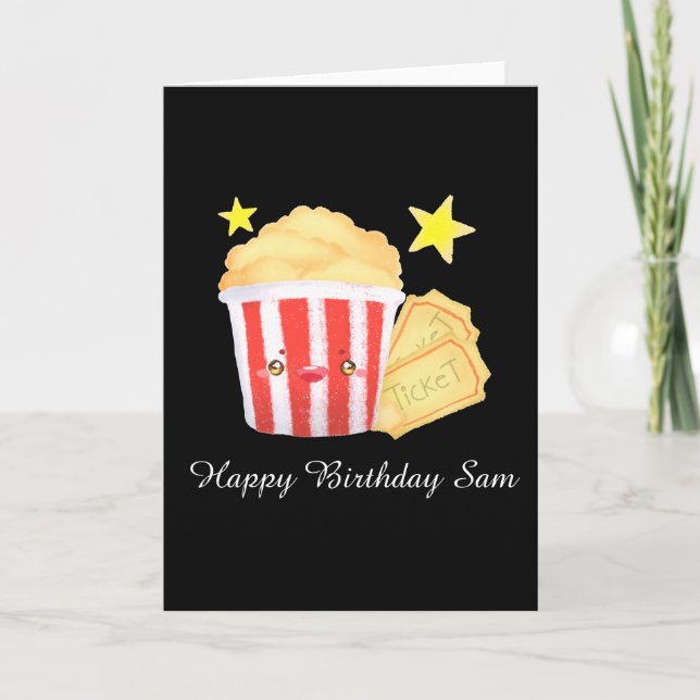 Kinoabend Popcorn und Tickets Karte (Vorderseite)