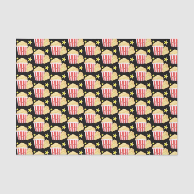 Kinoabend Popcorn und Tickets Seidenpapier (Vorderseite)