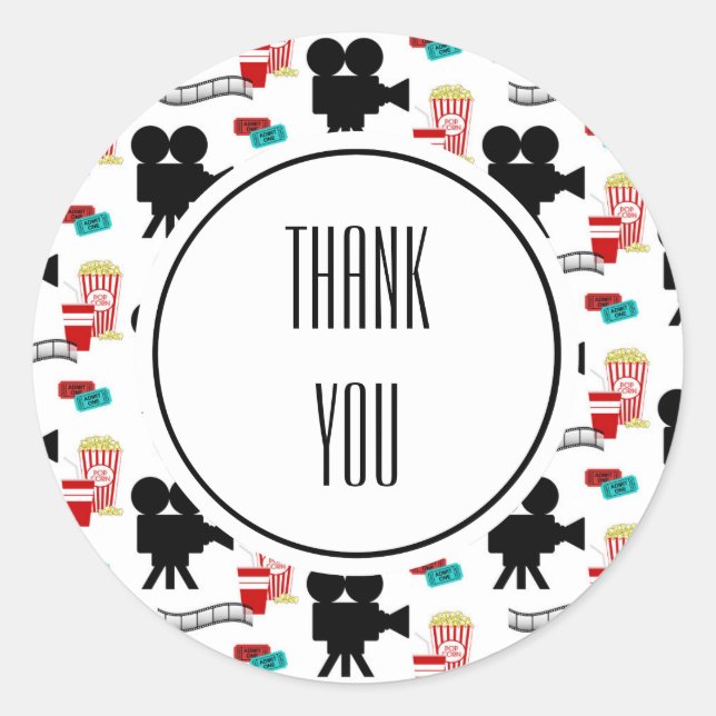 Kinoabend Thema Camera Personalisierter Name Runder Aufkleber (Vorderseite)