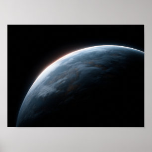 Kinoartiges dunkelblaues Planetenhorizont aus dem Poster