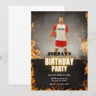 Kinofeuer Modernes sportliches Foto Geburtstag Einladung